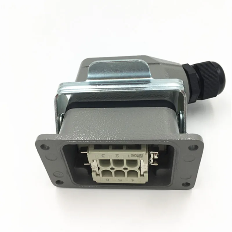 Connettore rettangolare per impieghi gravosi HDC-HE-006-2DB Hot Runner Plug-in 6 pin 16A spina per aviazione impermeabile nascosta