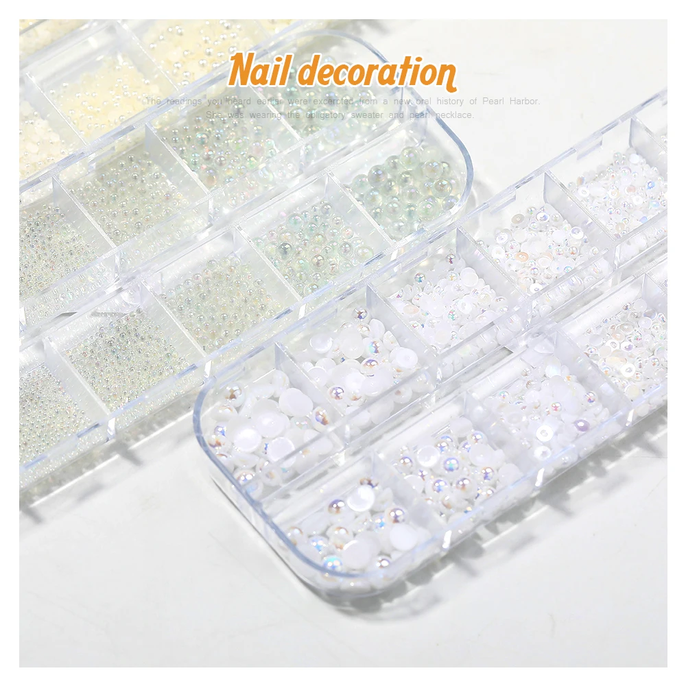 6 Sizes Caviar Bead Stainless Steel Nail Art Decorations Flat Pearl DIY Crystals Nail Rhinestones Studs UV Gel Polish