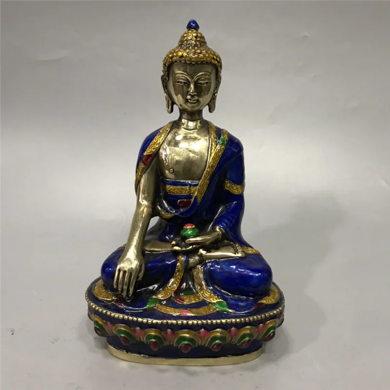 

Antique bronze Cloisonne Sakyamuni Buddha ornaments home decoration collection