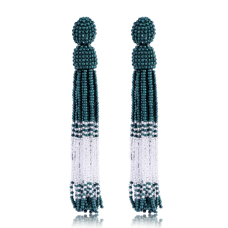 Bohemian yellow Multicolor Beads Tassel Earrings For Women Handmade Boho Ear Vintage Jewelry Long Big Statement Earrings  gift