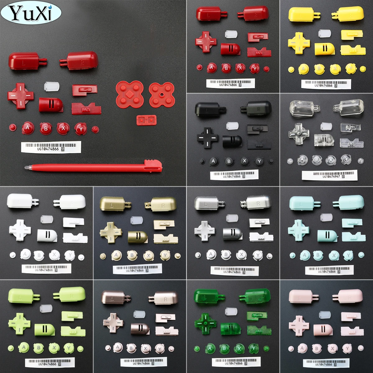 

YuXi 1Set ABXY L R Buttons Set Replacement For DS Lite for NDSL D Pad Cross Button Game Console W/Conductive Rubber Button