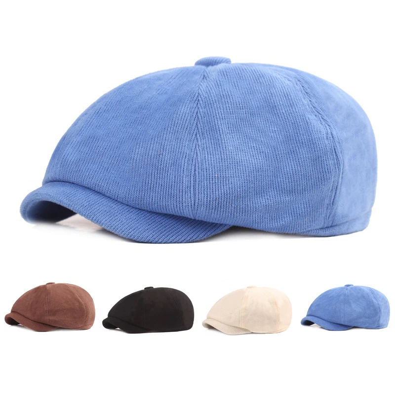 HT3726 Berets Vintage Artist Painter Beret Hat New Autumn Winter Hat Women Solid  Cap Men Retro Octagonal Hat Flat Cap