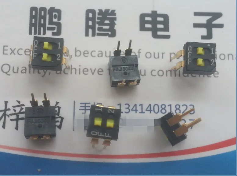 2 Stks/partij Japan Fujisoku Wijzerplaat Code Schakelaar 2-Bit Straight Plug 2P Encoding Switch Vergulde Voeten DSS802 2.54