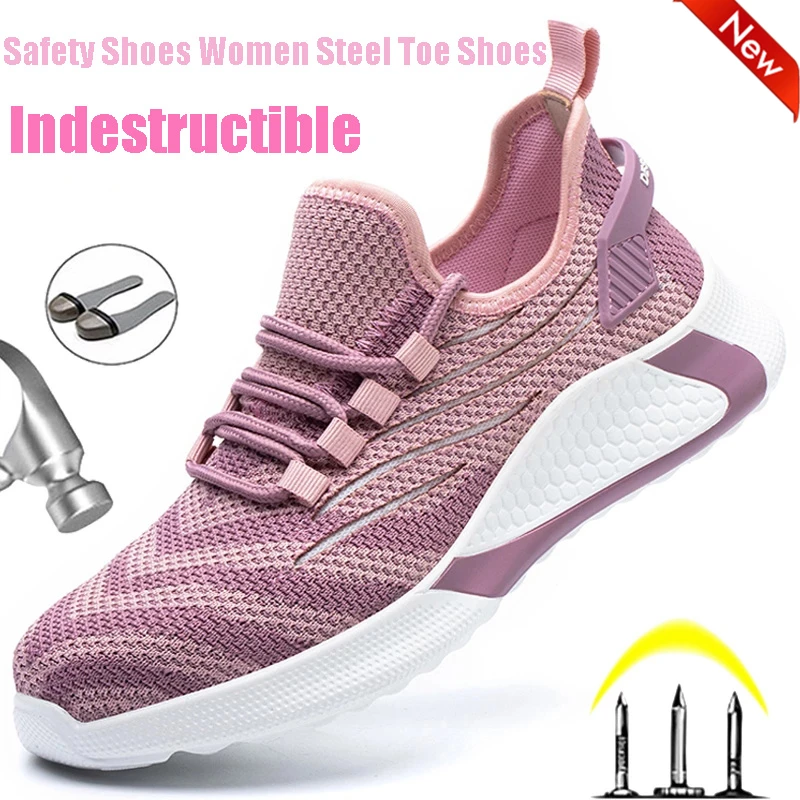 Safety Shoes Women Steel Toe Shoes Men Work Sneakers Safety Shoes Men Lightweight Work Boots Indestructible Work Shoes Unisex