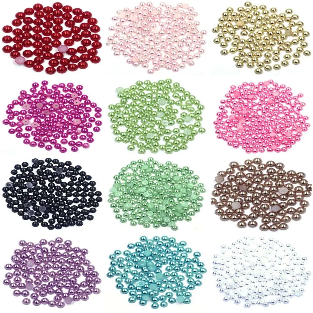 1000-pcs rote halbrunde Harz imitation Flatback Perlen Perlen für Nail Art DIY Handwerk Schmuck Cameo Cabochon Dekoration 2-10mm – Detail 6