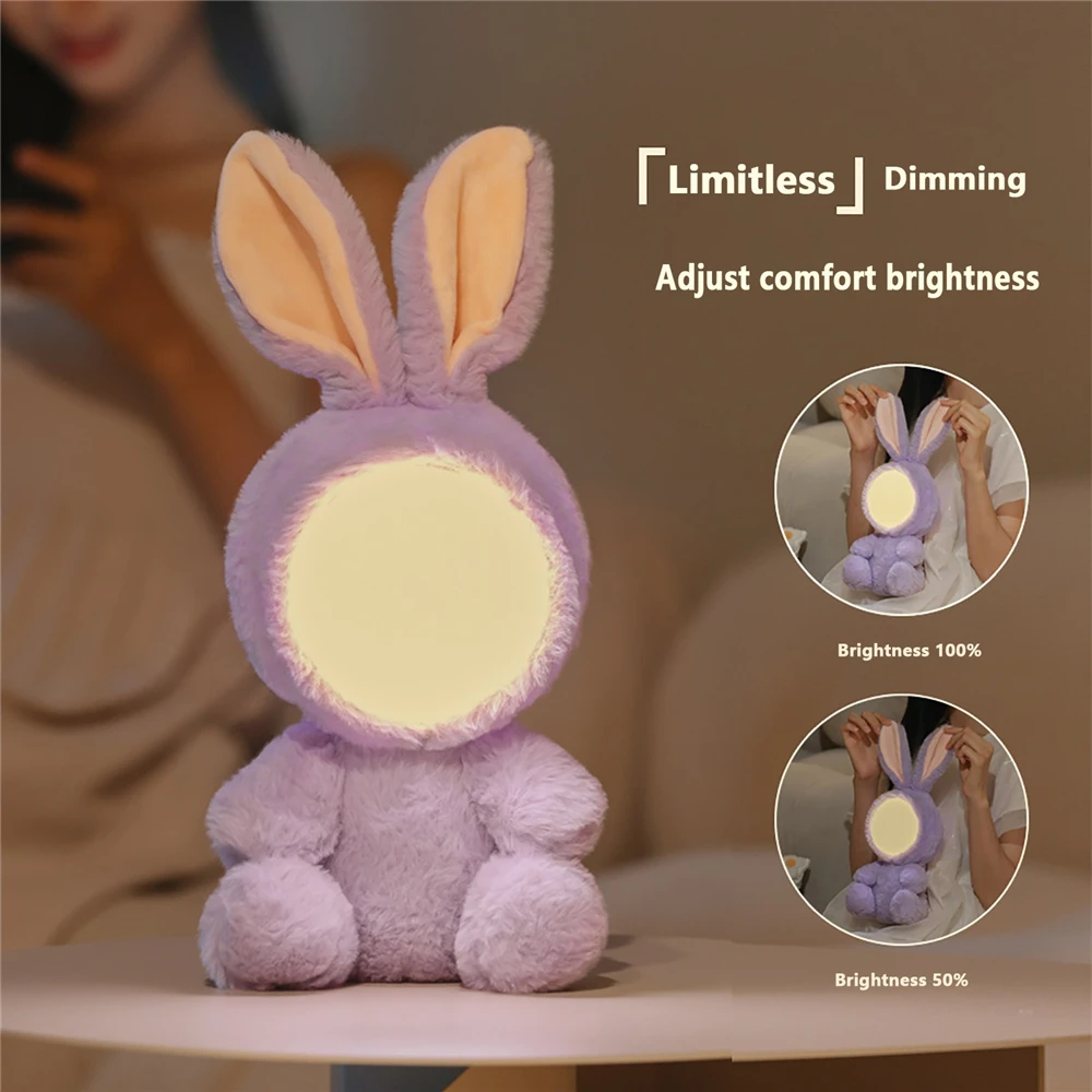 Plush Doll Lamp Night Light Christmas Gift Led Bedroom Lamp Children’s Cute Cartoon Atmosphere Light Bear Rabbit Stuffed Toy