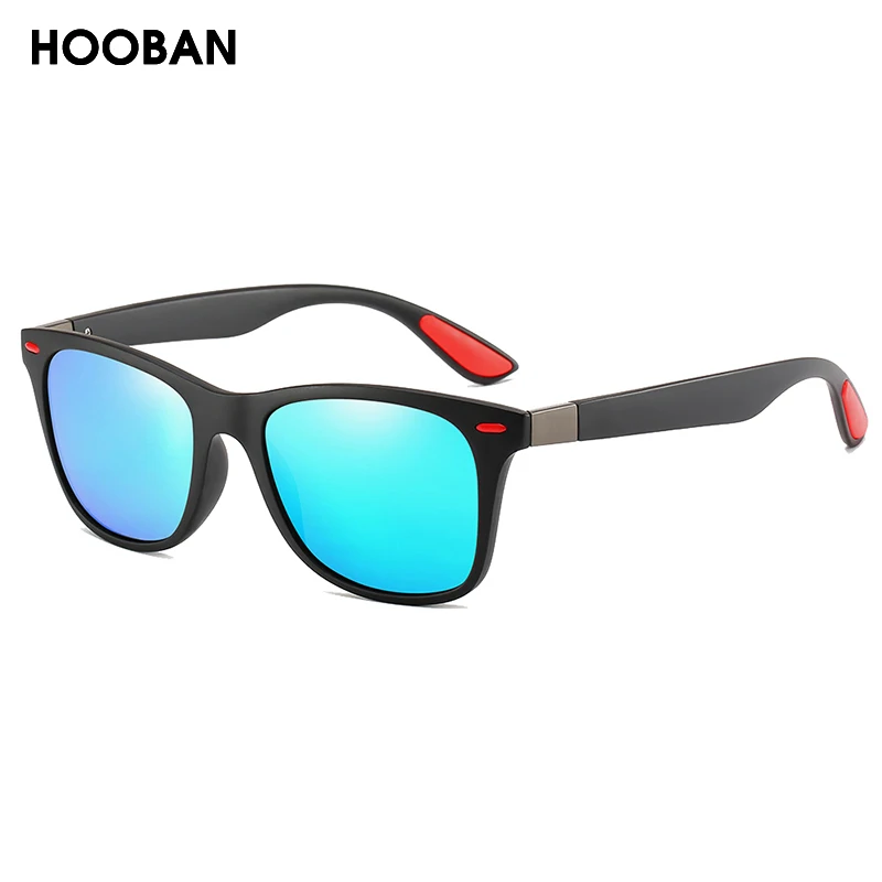 HOOBAN Classic Square Polarized Sunglasses Men Women Fashion Brand Designer Sun Glasses Male Retro Black Driver\'s Eyewear UV400