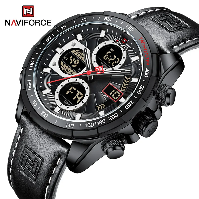 NAVIFORCE New Men\'s Fashion Casual Watches Business Quartz Genuine Leather Wrist Watch Sports Waterproof Clock Relogio Masculino