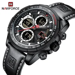 NAVIFORCE New Men's Fashion Casual Watches Business Quartz Genuine Leather Wrist Watch Sports Waterproof Clock Relogio Masculino