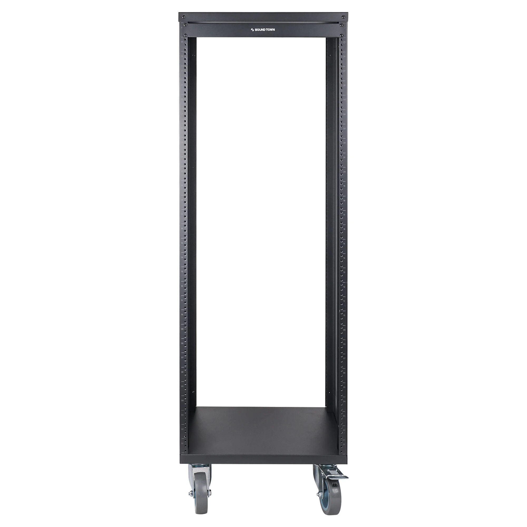 Sound Town 30U Universal Steel Rack, w/Locking Casters, Vented Side Panels for Audio Video, Network Equipment (STRK-M30U）