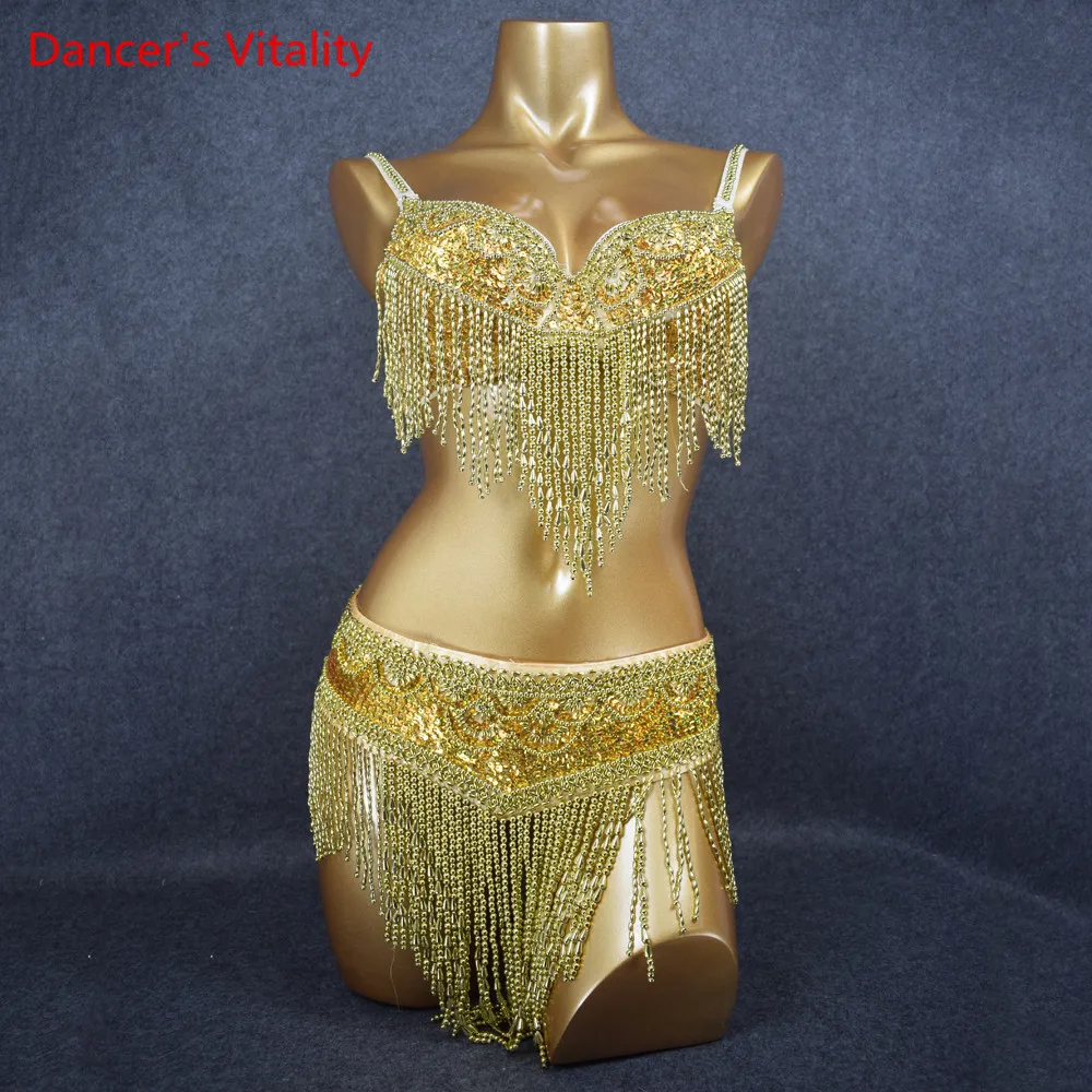 Luxury Beaded Women\'s Belly Dance Costume Bra+Belt 2pcs/Set For Ladies Stage Performance Clothing Competition Dancwear