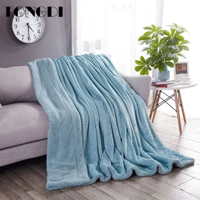 

TONGDI Plush Blanket Super Soft Warm Elegant Fannel Cashmere Woolen Blanket Decor For Winter Couch Cover Bed Sofa Bedspread