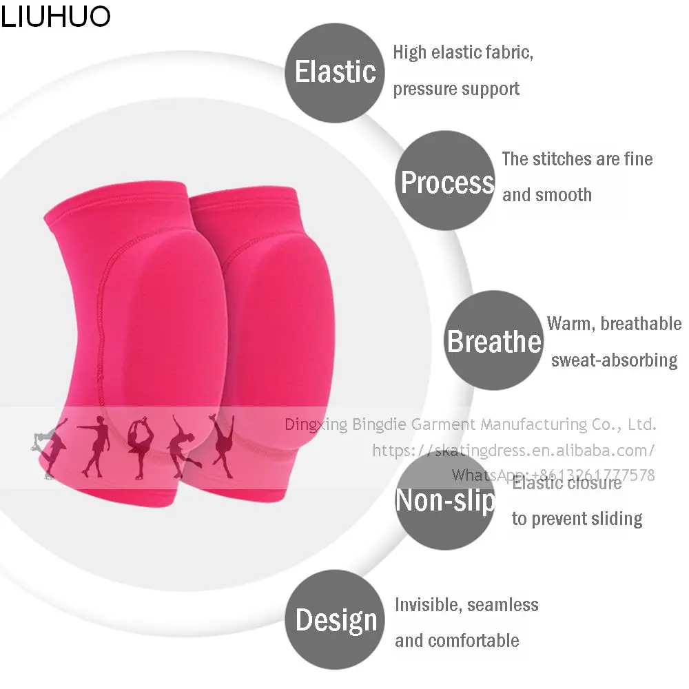 Ice Skating Figure Skating Knee Protector Pads Sports Safety Supporter Protective Mat Protection black pink