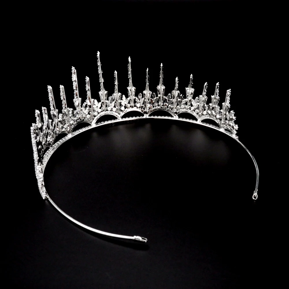 Creative Tower Shaped Elegant Cubic Zirconia Tiara Crystal Diadema Brida Crown for Birthday Pageant Prom Party