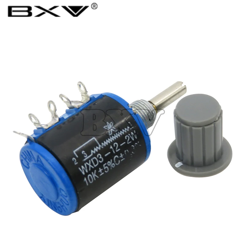 1 conjunto = 1 pçs WXD3-12 1w 10k 4.7k 3.3k 2.2k 1k anel de resistência multi círculo precisão fio enrolado potenciômetro + 1pcs cinza botão