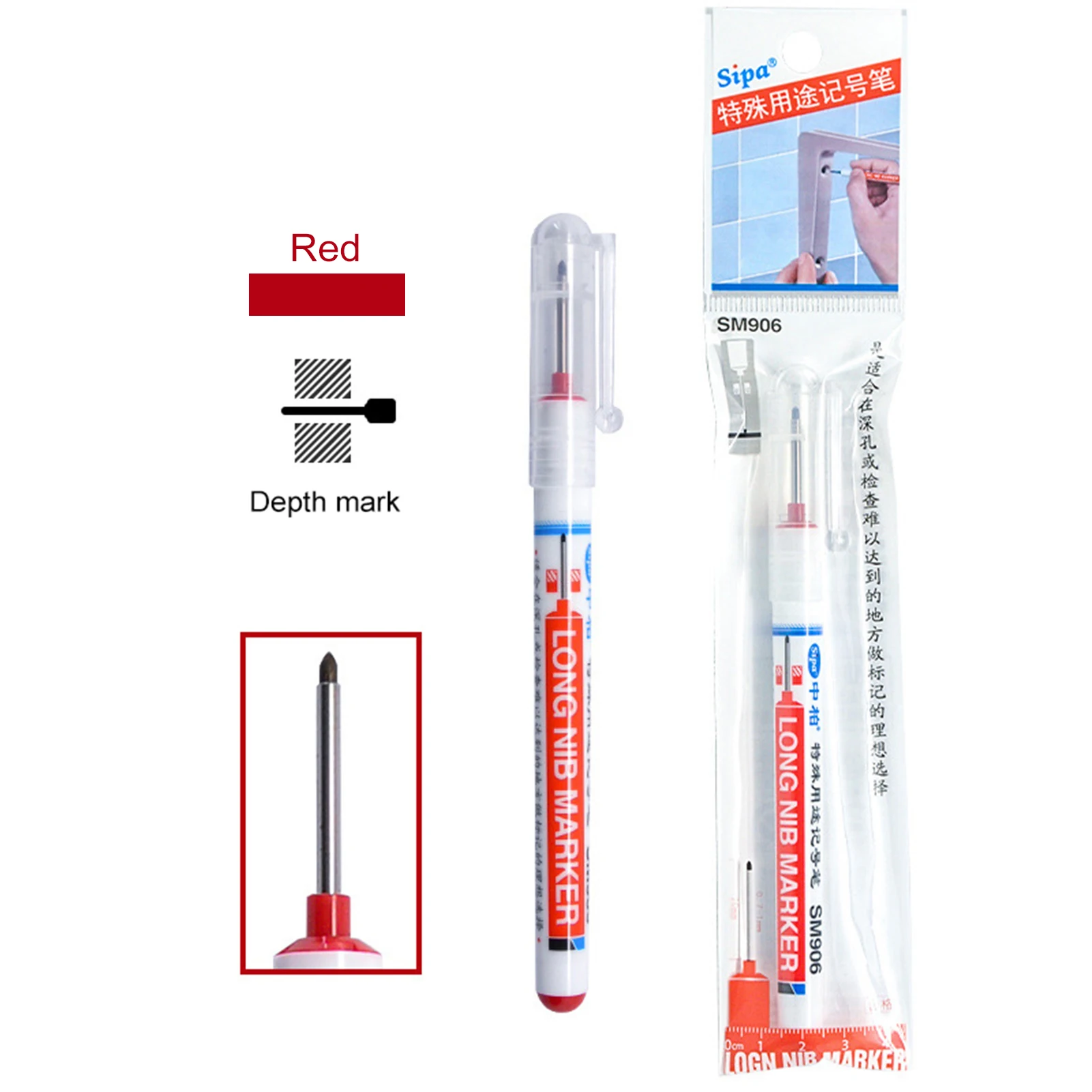 20mm New Long Head Markers Bathroom Woodworking Decoration Multi-purpose Deep Hole Marker Pens Tool Supplies