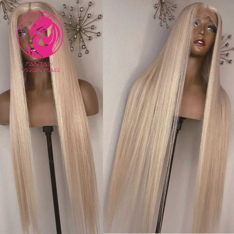 Light Platinum Blonde 13X4 Laced Front Human Hair Wigs Transparent 13x4/13x6 Straight Human Hair Wigs Peruvian Remy Hair 150%