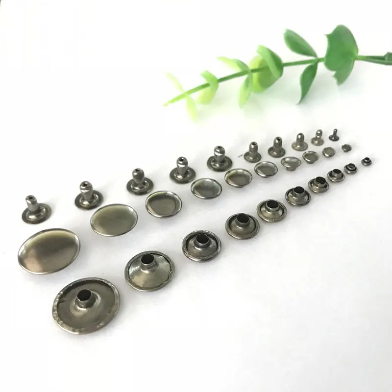 100sets 3-10mm Metal Double Cap Rivets Studs Round Rivet for Leather Craft Bag Belt Clothing Garment Shoes Pet Collar Decor