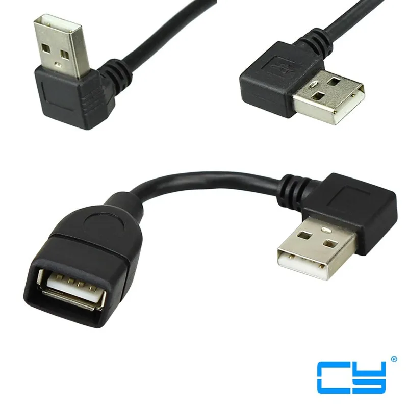 10cm 20cm 50cm USB 2.0 A Male to Female 90 Angled Extension Adapter cable USB2.0 M/F right/left/down/up Black cable cord