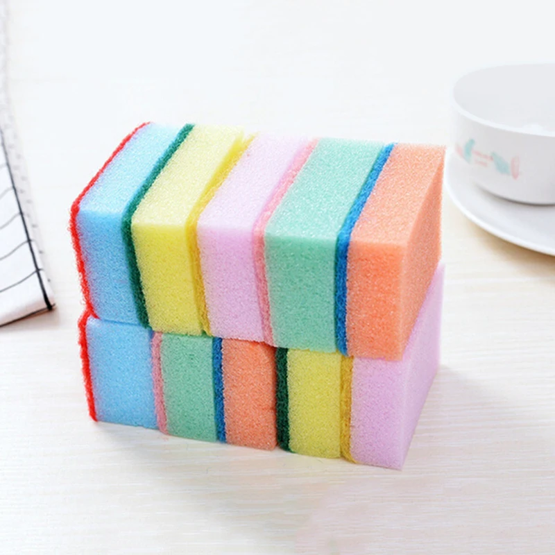 10Pcs Double-Sided Cleaning Spongs Household Scouring Pad Kitchen Wipe Dishwashing Sponge Cloth Dish Cleaning Scouring pad