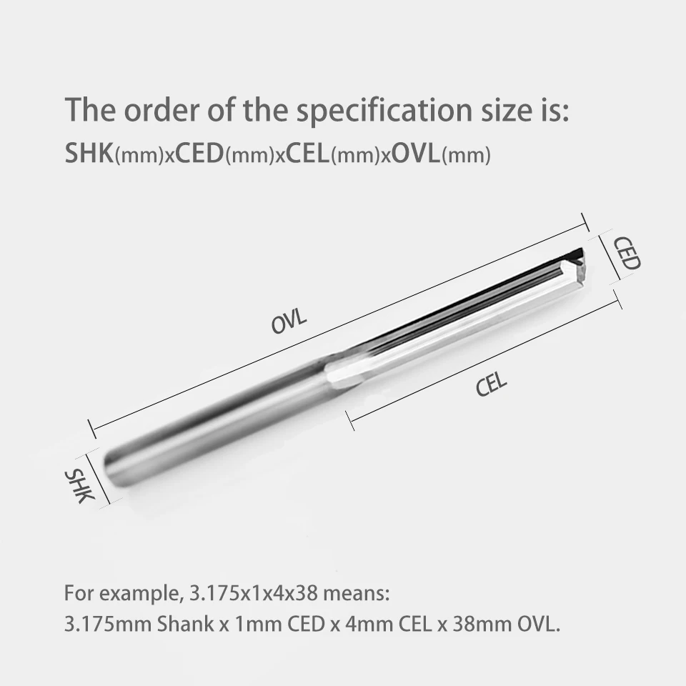 Double Edges Mill Cutter Straight Groove CNC Router Bits End Milling Blade for ACP Acrylic Wood MDF 8mm to 12mm SHK