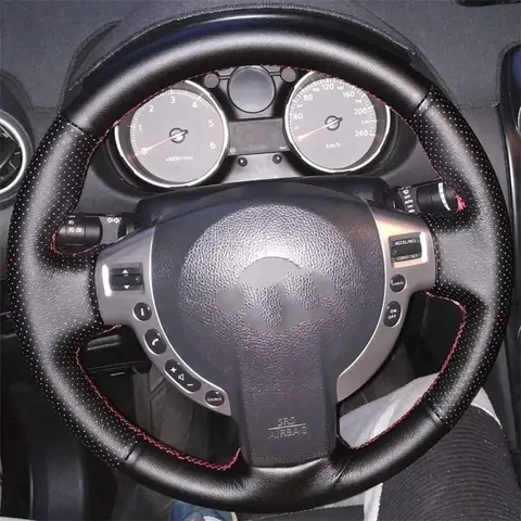 Custom Steering Wheel Cover For Nissan Qashqai J10 X-TRAIL T31 NV200 Rogue 2008-2012 Leather Braid For Steering Wheel DIY Sewing