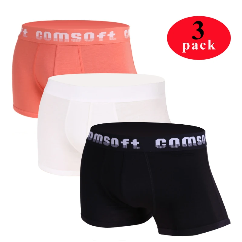 

3pack top quality men's boxer shorts solid color soft men underpants breathable plus size XXXL men's underwear men Lingerie