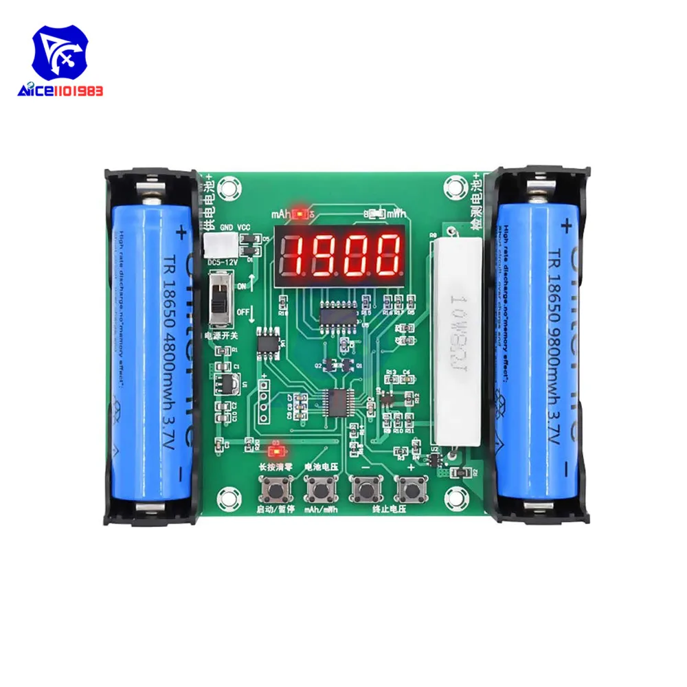 diymore 18650 Lithium Battery Capacity Tester Discharge Energy Test Meter 4bits LED Digital Display Load Battery Monitor XH-M240