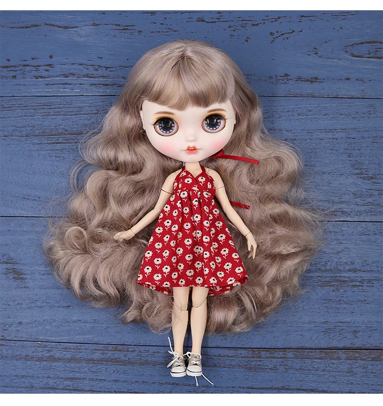 BJD Doll Clothing fits with Blythes  1/6 Size Sexy floral halter dress in 3 colors into doll accessories