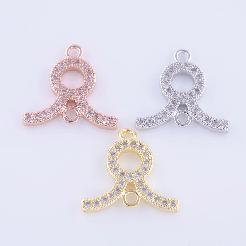 Juya Micro Pave Zircon 12 Zodiac Constellation Sign Charm Connectors For Women Handmade Bracelet Earrings Making DIY Accessories