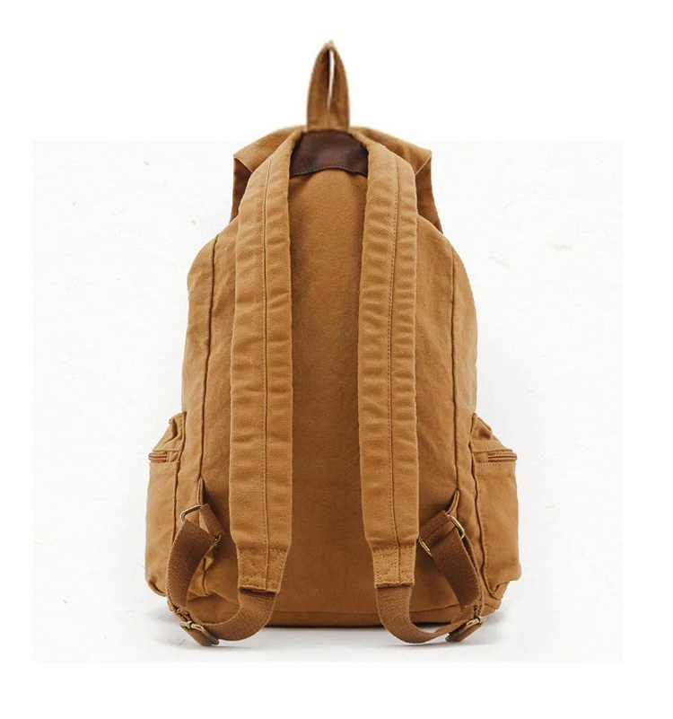 Sac à dos militaire en cuir vintage pour hommes et femmes, sac d\'école en toile, sac à dos avec cordon de serrage, sac à dos pour adolescent, mode
