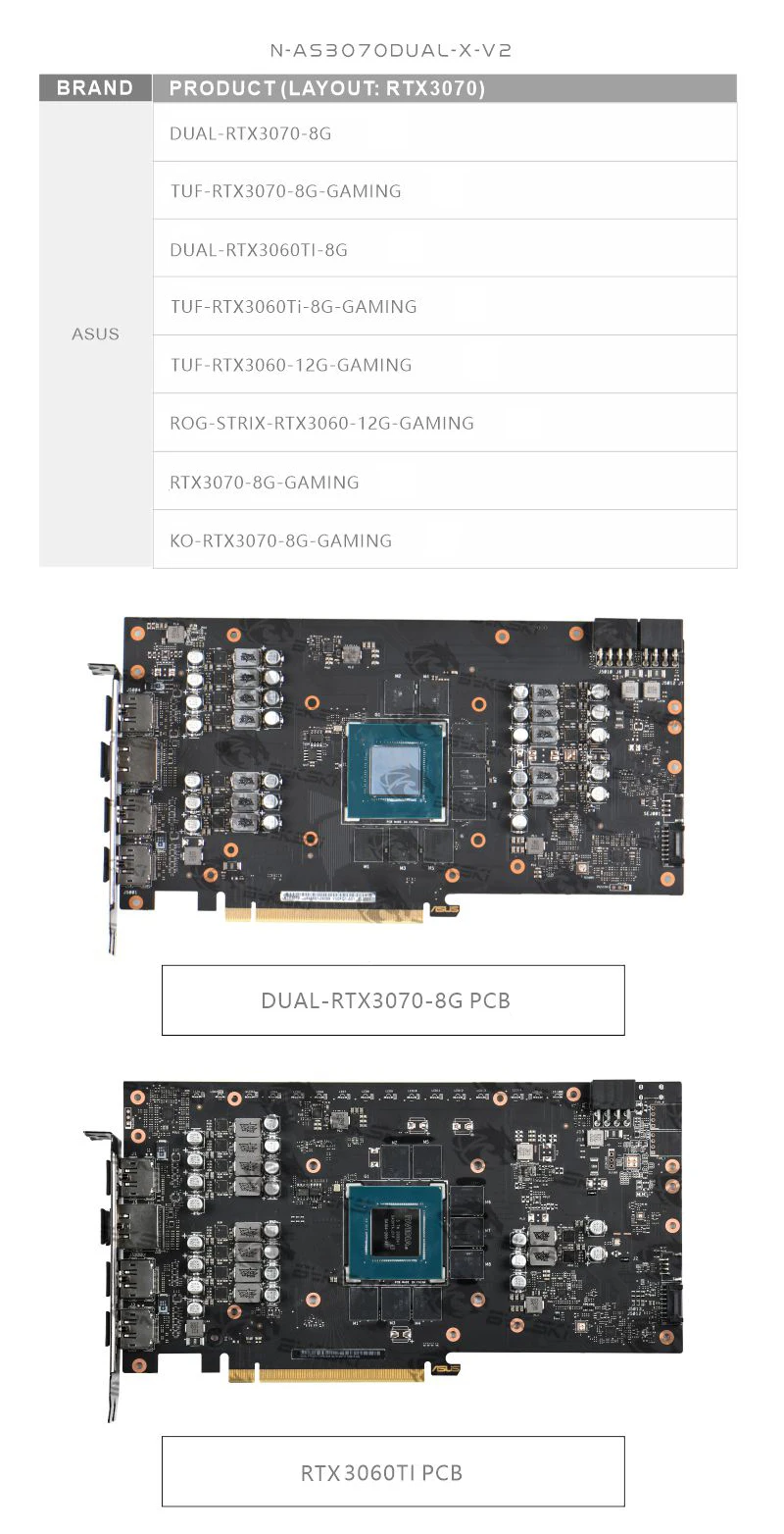 Bykski GPU Block For ASUS DUAL TUF KO RTX 3070 3060Ti 3060