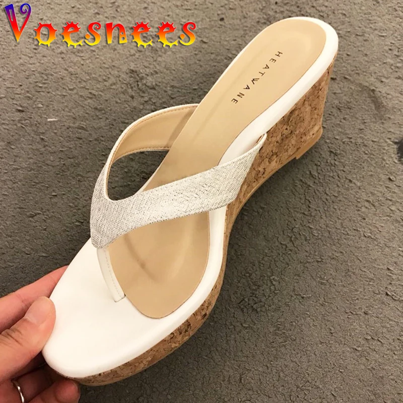 Summer New Woman Slides Japanese Style Beach Slippers Wedges Platform Wearable Non-Slip Women Shoes High Heels Flip-Flops Sandal