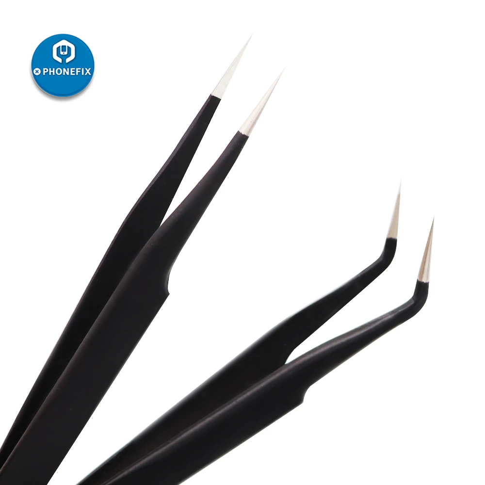 Set di pinzette ESD da 6 pezzi Set di pinzette per riparazione di precisione in acciaio inossidabile strumenti di manutenzione per Kit di strumenti di riparazione di telefoni cellulari elettronici