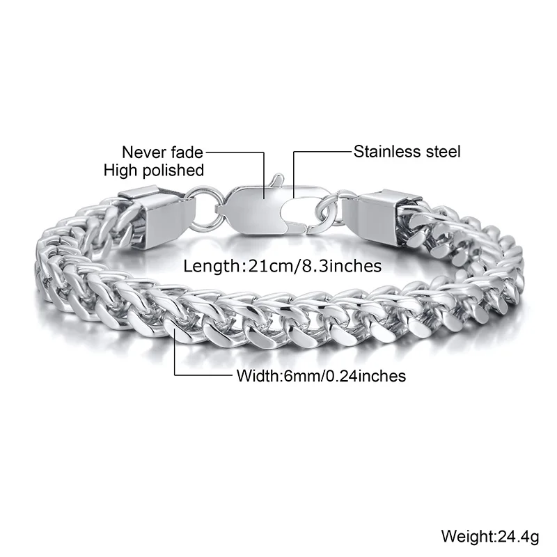 STILVOLLE EDELSTAHL BALI FUCHSSCHWANZ KETTE ARMBAND FÜR MÄNNER DOPPEL FRANCO LINK KETTEN ARMBÄNDER ARMBAND MÄNNLICHEN SCHMUCK