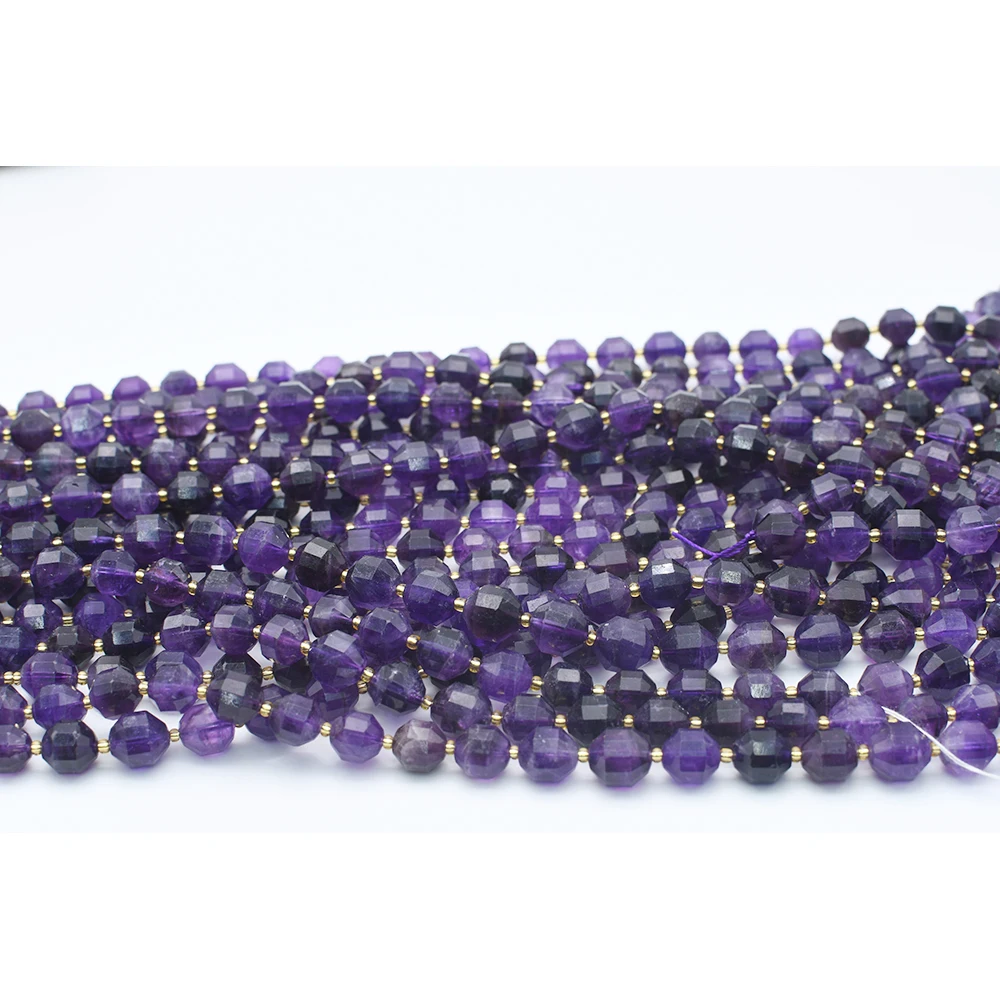 8mm AA Natural Faceted Amethyst irregular round Stone Beads For DIY necklace bracelet jewelry making 15 