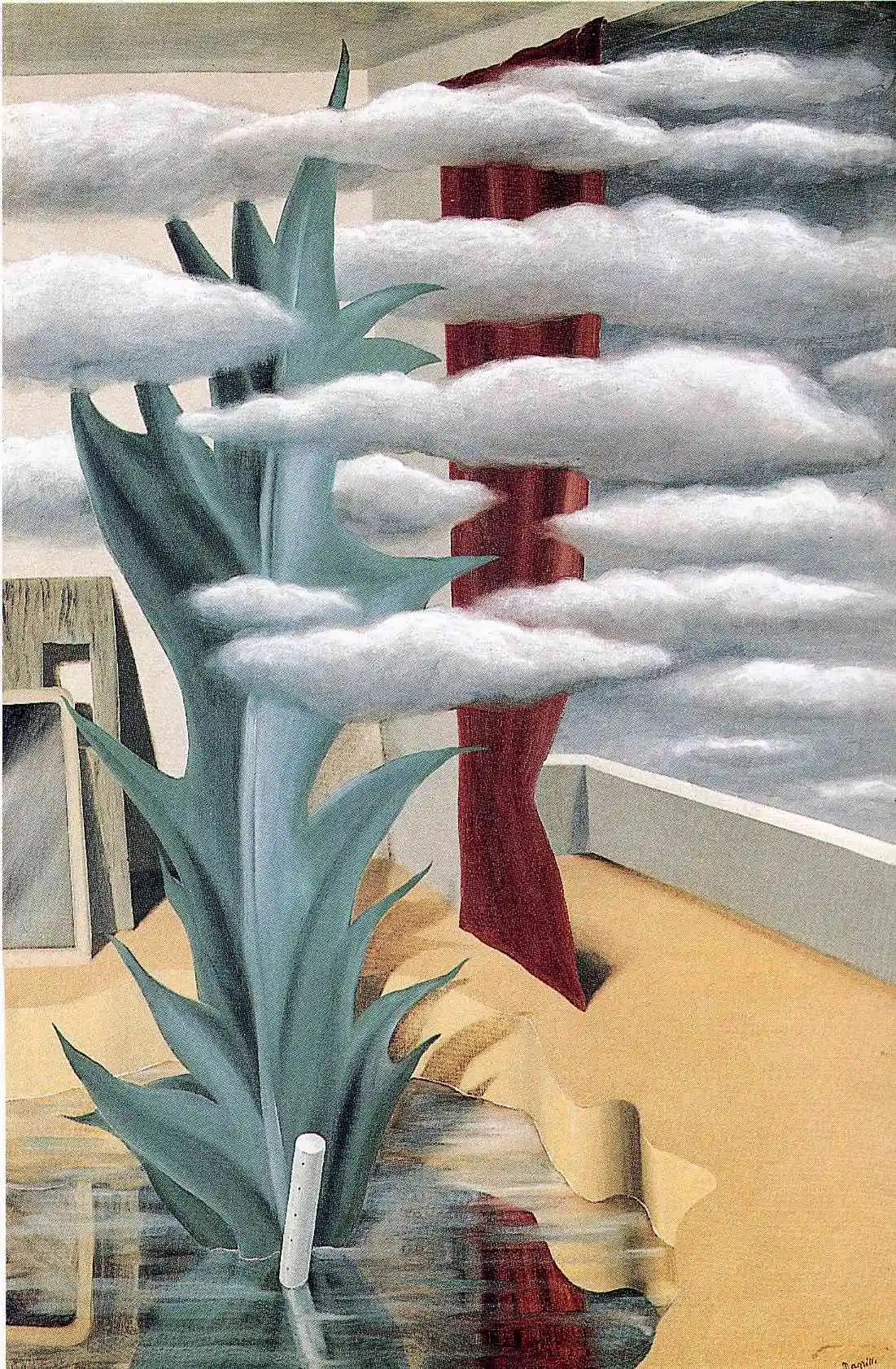 Oil Painting,100% handmade Oil Painting Reproduction on linen canvas,After the water the clouds 19By Rene Magritte, High quality