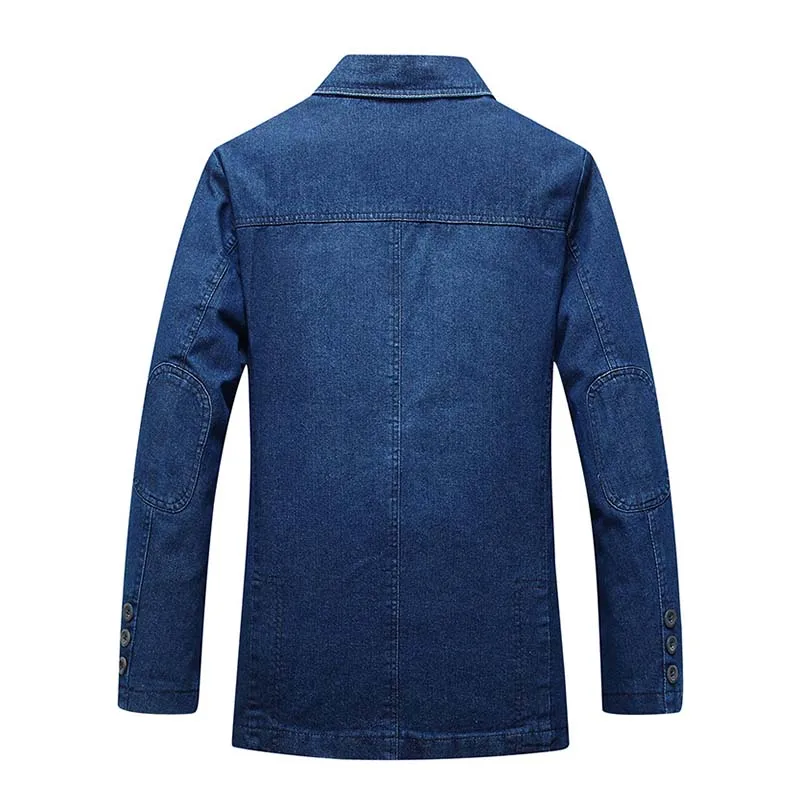 Mcikkny Mens Denim Blazer Jackets Spring Autumn Slim Cotton Suit Outwear Coats Male Top Clothing
