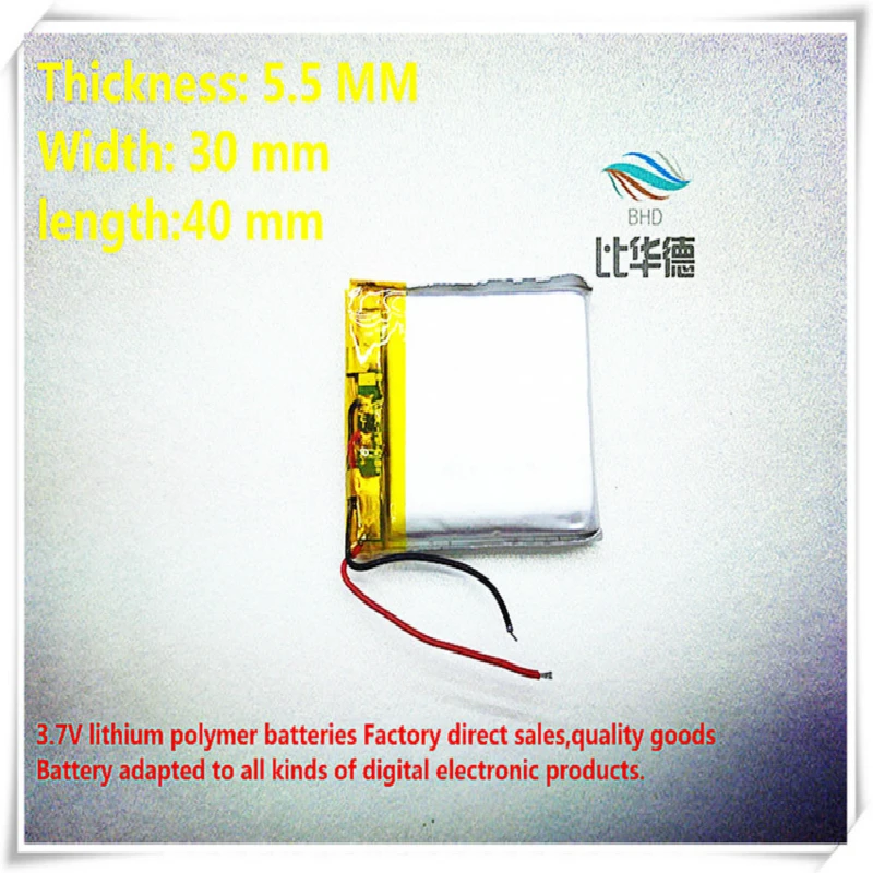 

(10pieces/lot) 3.7V 533040 553040 600mah lithium-ion polymer battery quality goods quality