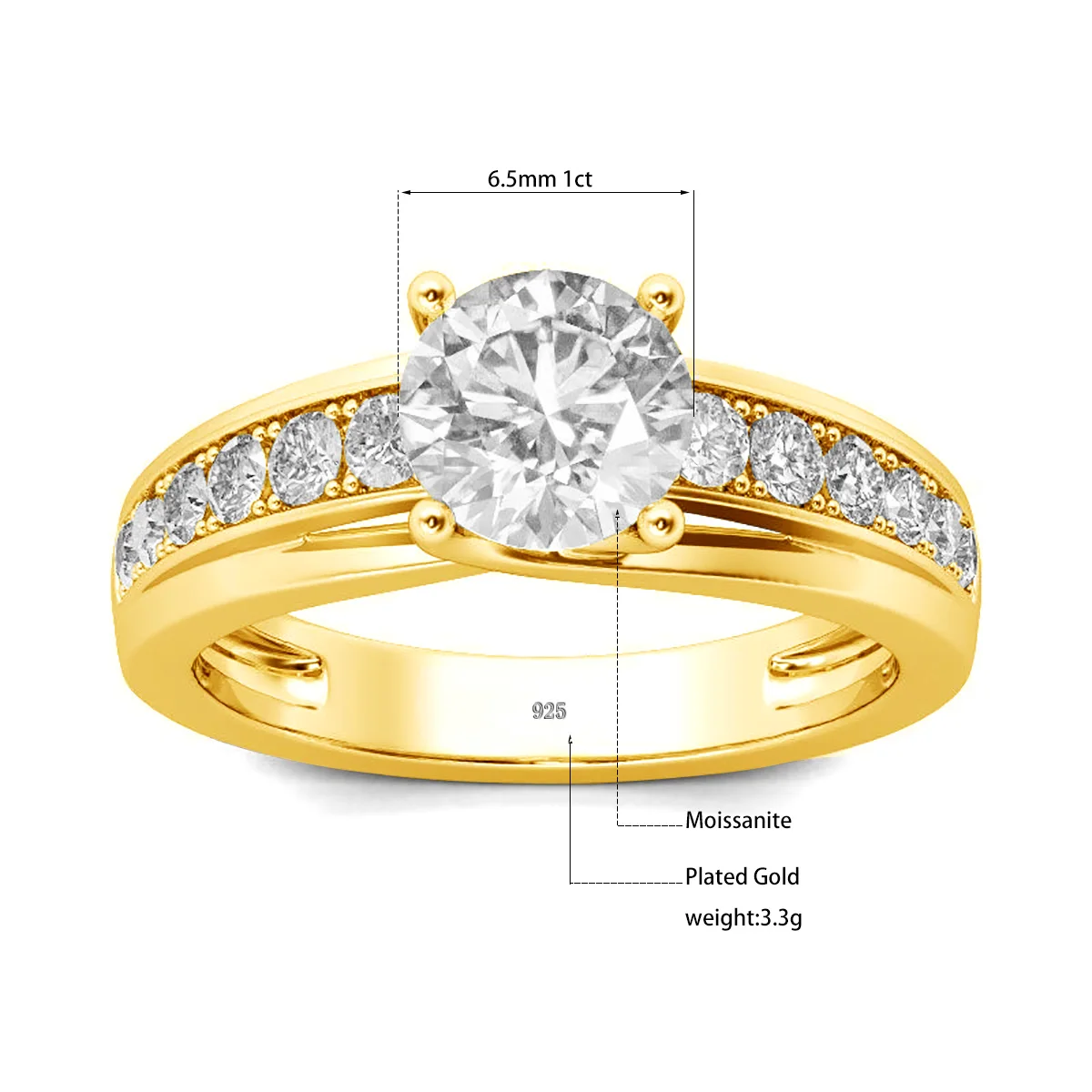 RedWood Berühmte Marke 1 Karat Moissanit-Ring für Damen Massives 925 Sterling Silber Hochzeit Zertifizierter Ewigkeits-Luxusschmuck für Damen DD – Detail 1