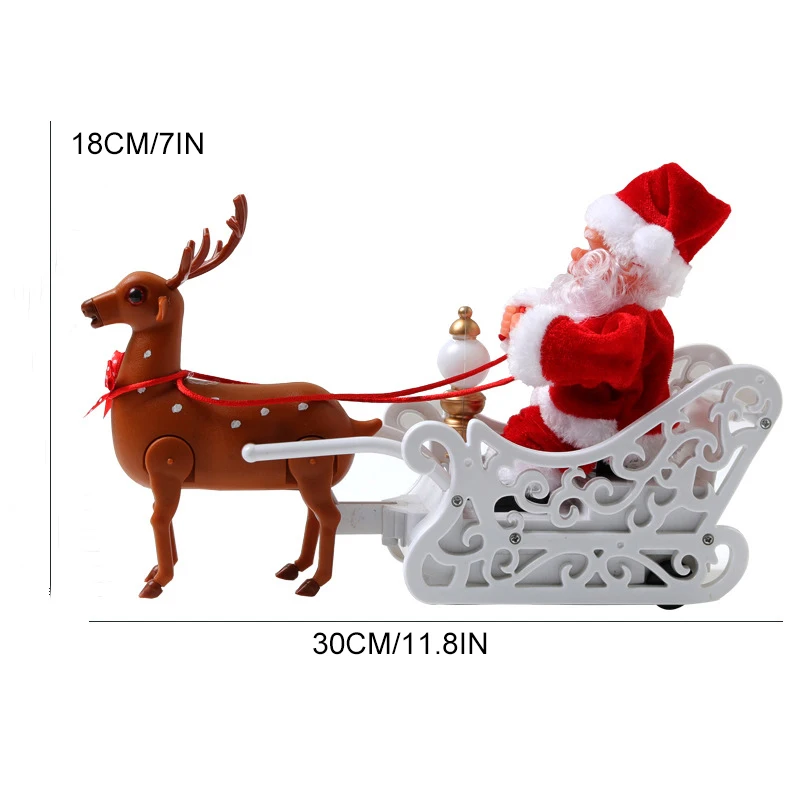 Santa Claus Doll Elk Sled Toy Universal Electric Car with Music Children Kids Christmas Electric Toy Doll Home Xmas Decor Gifts