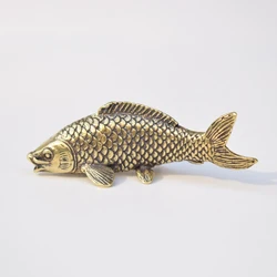 Retro Brass Carp Fish Figurine, Miniature Tea Table, Pet Small Ornament, Copper Animal, Feng Shui Crafts, Home Decoration Access