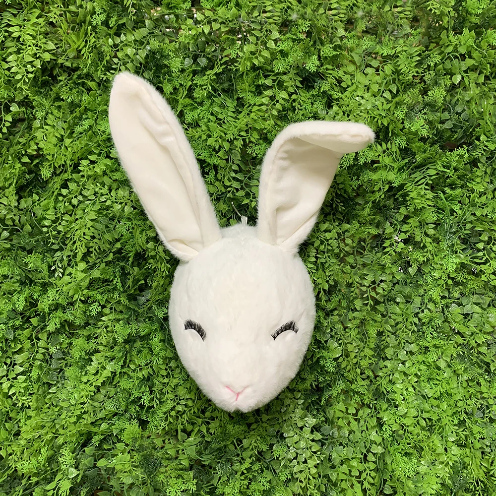 Bunny children Stuffed animal wall decoration animal head lovely rabbit head ear adjustable rabbit head Plush Toy for wall