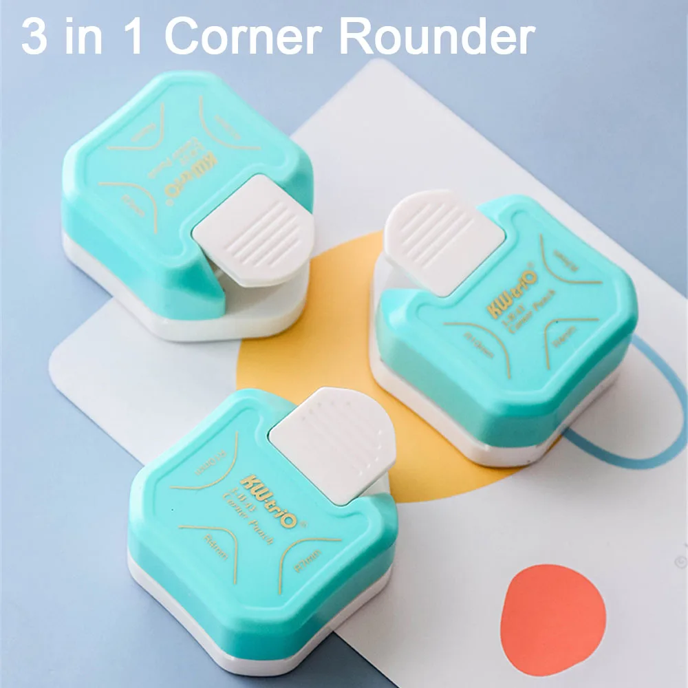 3 In 1 Plastic Punching Machine R4 R7 R10  Round Corner Trimmer DIY Card Paper Puncher Pattern Photo Cutter Scrapbooking Tool