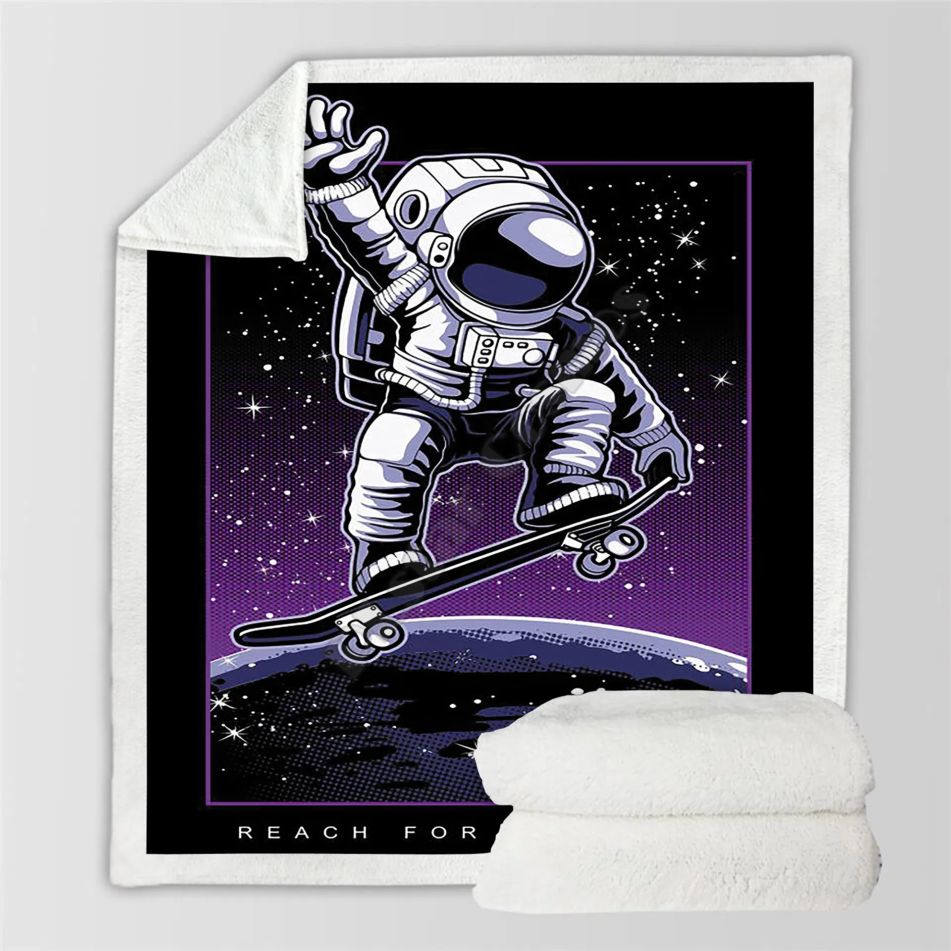 

Plstar Cosmos Galaxy Astronaut Fleece Blanket 3D print Sherpa Blanket on Bed Home Textiles Dreamlike style-3