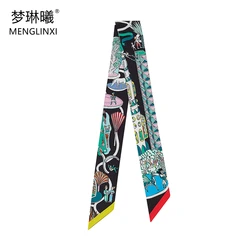 Luxury 100% Twill Silk Scarf Women's Bag Scarves Brand Foulard Head Scarf Fashion Small Neckerchief 