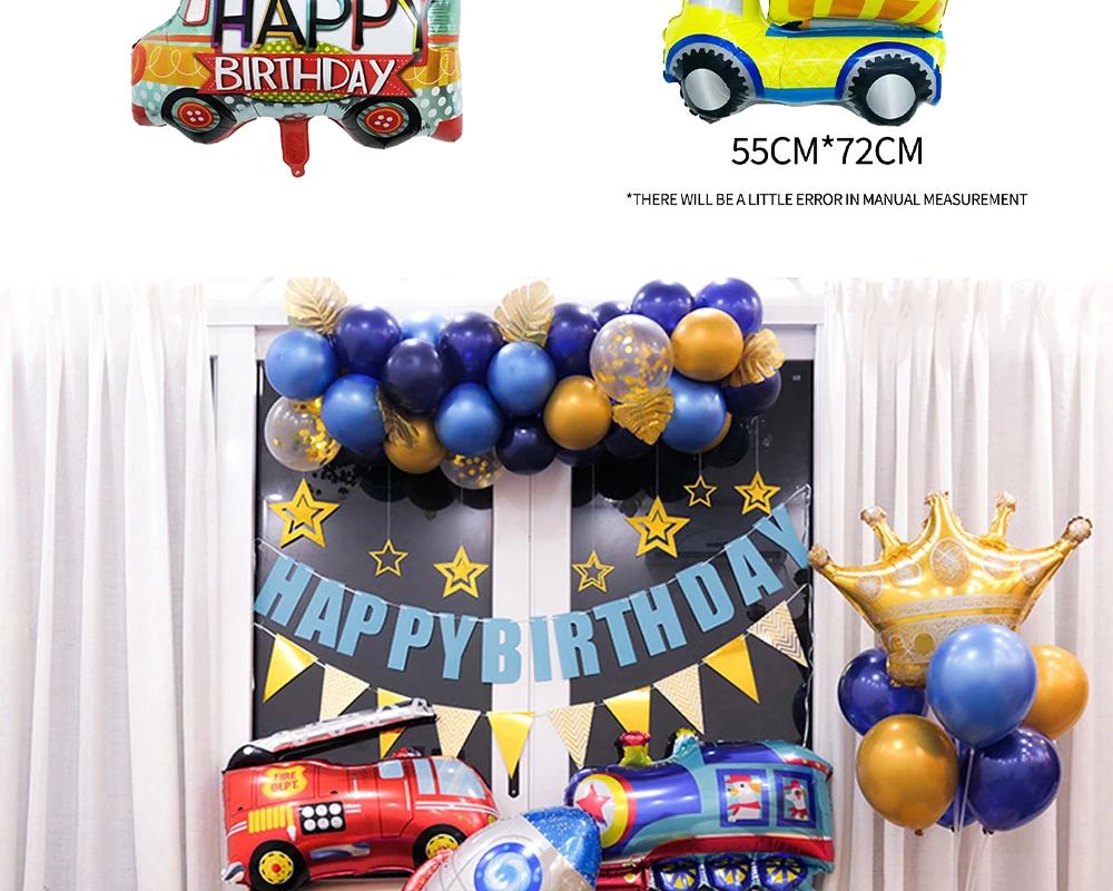 Flugzeug Auto Folie Helium Luftballons Bus Polizei Auto Feuerwehrauto Engineering Modell Ballon Junge Kinder Thema Geburtstag Party Dekoration – Detail 14