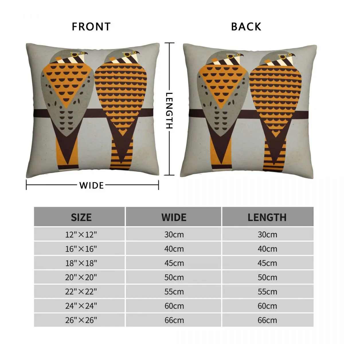 Kestrels Square Pillowcase Polyester Linen Velvet Printed Zip Decor Throw Pillow Case Sofa Seater Cushion Case