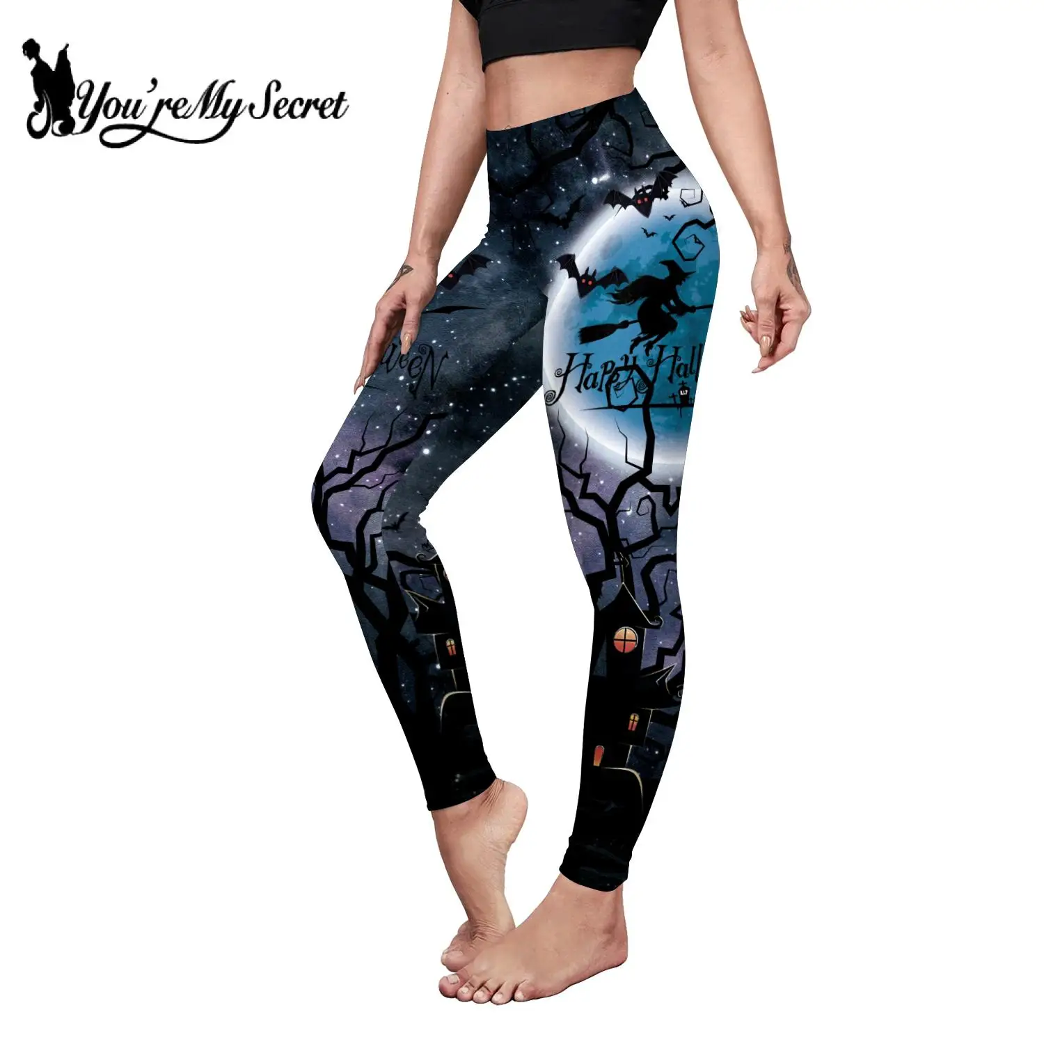 [You're My Secret]-mallas con estampado de Halloween para mujer, Leggings de cintura alta para Fitness, Leggings con estampado 3D, pantalones de entrenamiento nuevos