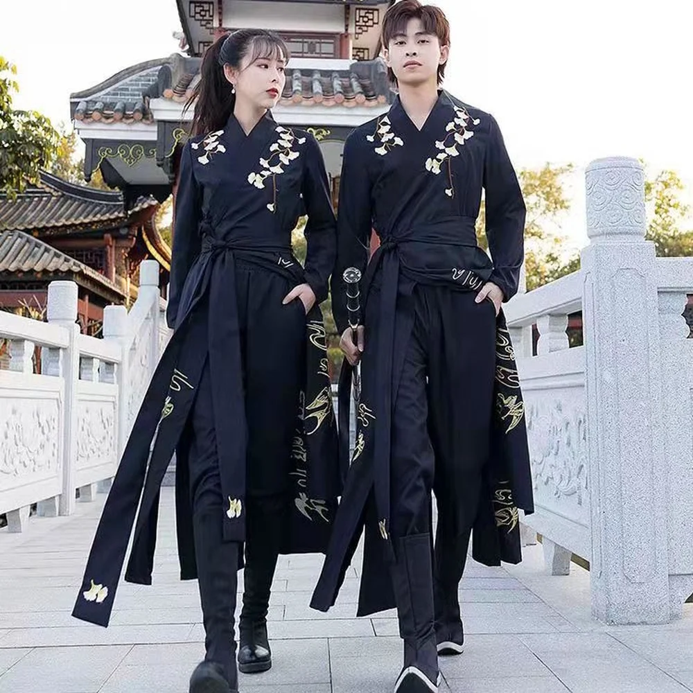 

Men Woman Chinese Traditional Hanfu Clothing Stage Performance Halloween Costume for Couples Ancient Tang Suit Swordsman